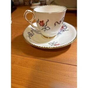 Pink with Ribbon Royal Stafford Cameo Rose Tea Cup and Saucer Set